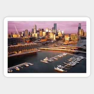 Melbourne city and Docklands at sunset Sticker